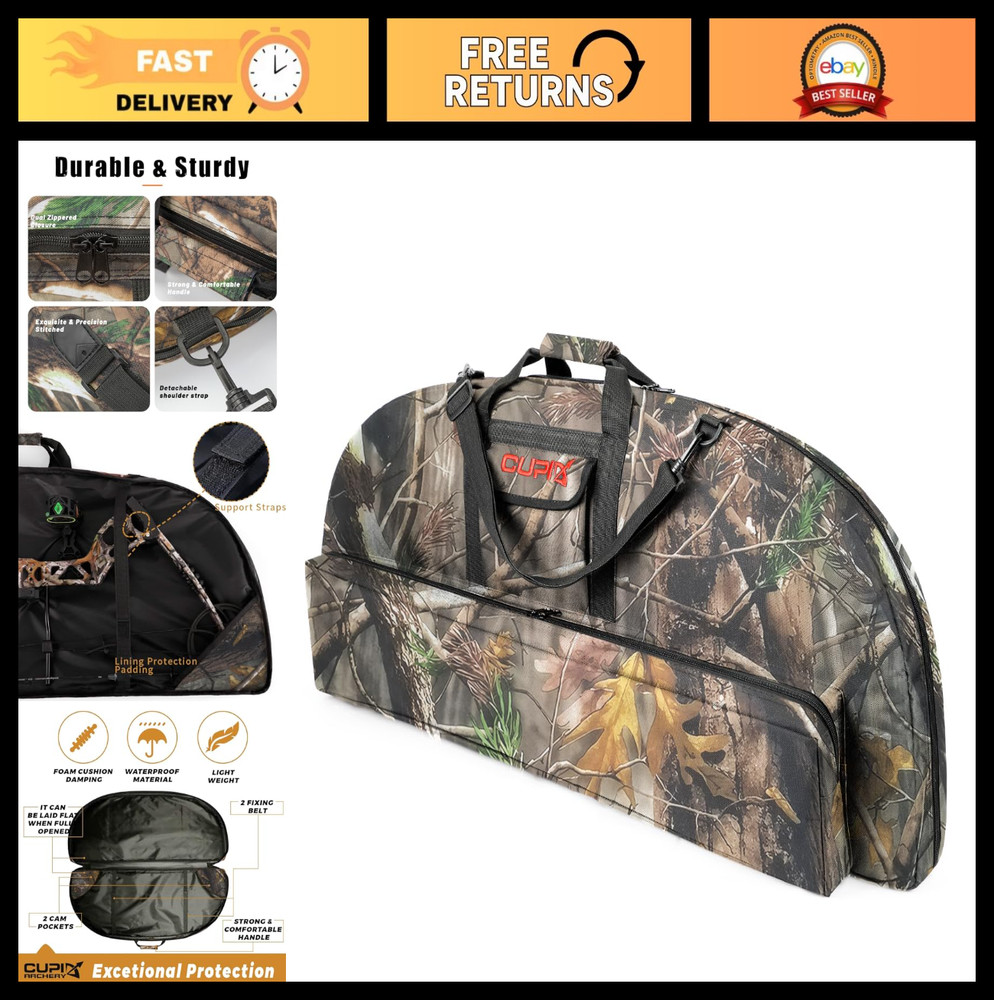 Lightweight Compound Bow Case - Soft Bow Bag with Arrow Pocket & Backpack Straps