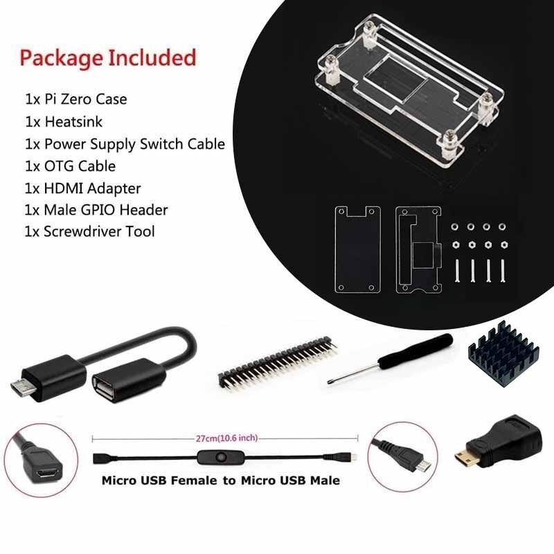 Raspberry Pi Zero 2 W Case Kit with Raspberry Pi Zero 2 W Case Power Supply
