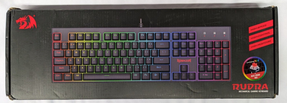 Redragon K565-RGB Mechanical Keyboard, Red Switch - Black