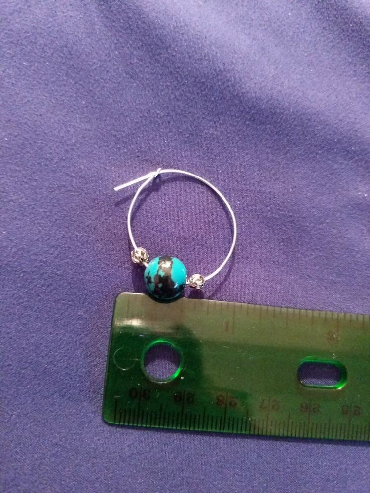 Handmade Green And Black Loop Earrings - A
