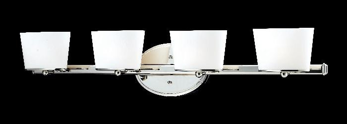 Chrome With Matte Opal Glass 4 Light Bath 35" $480