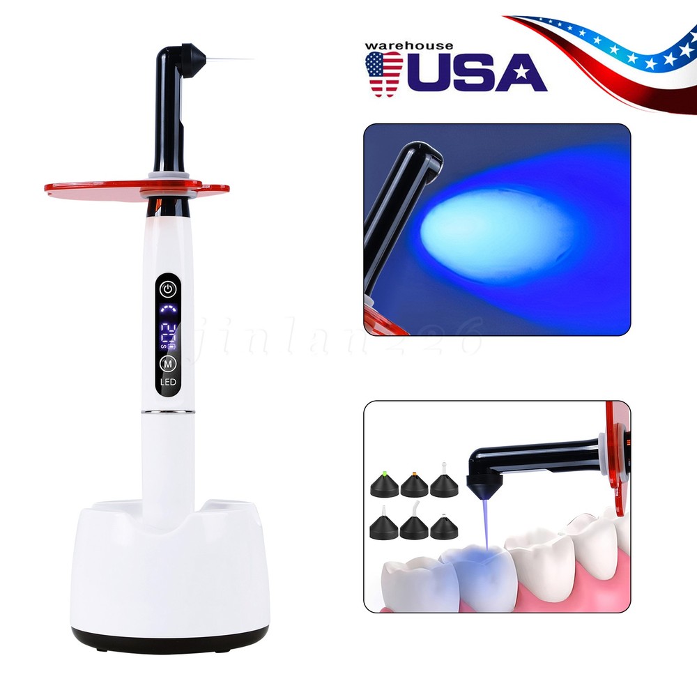 1-10 Potable Wireless LED Curing Light 1 Second with 7 Working Head Lens 2400mW