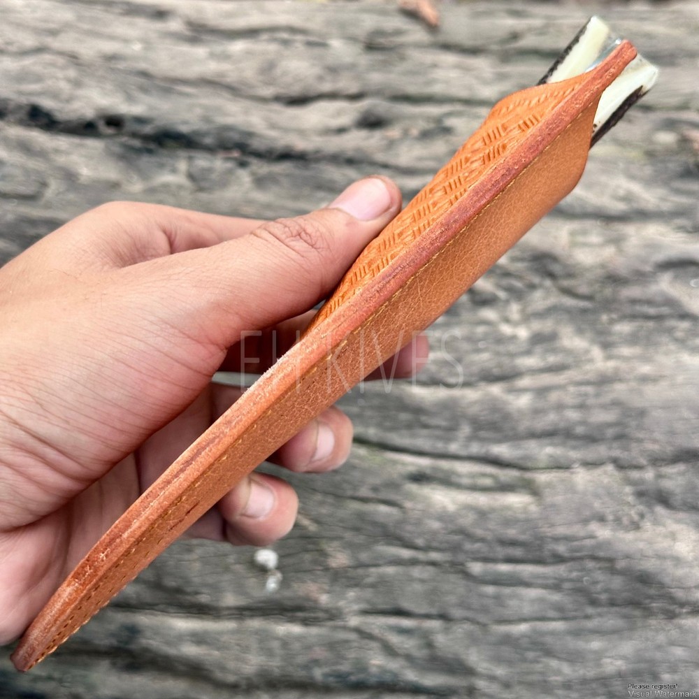 Universal 10" Fixed Blade Knife Sheath - Pure Cow Leather - Custom Engraved