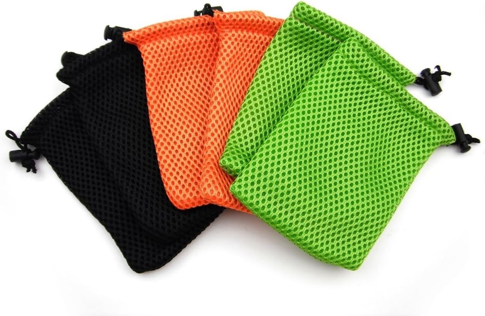 6pcs Nylon Mesh Drawstring Bag Pouches for Mini Stuff Cellphone Mixed Clor