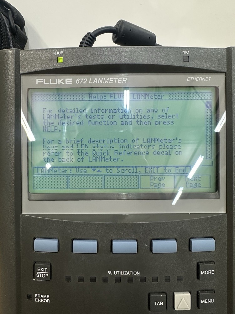 FLUKE 672 Ethernet LANmeter Network Analyzer W/ Bag Disk Adapter Powers UNTESTED