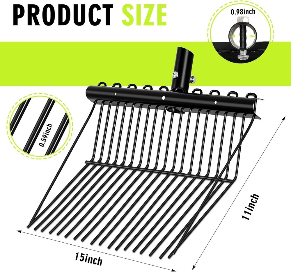 2 Pcs Metal Fork Head Manure Pitch Fork Replacement Head Horse Rake Bulk ...