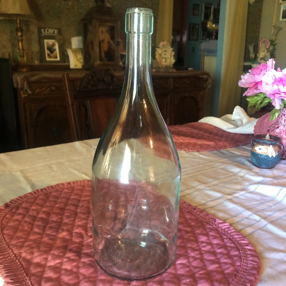 vintage large clear cork bottle                i