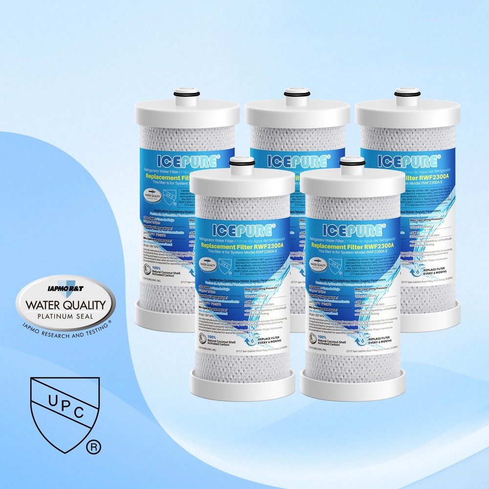 ICEPURE RWF2300A Refrigerator water filter Replace For WF1CB,WFCB, RG100, 5PACK