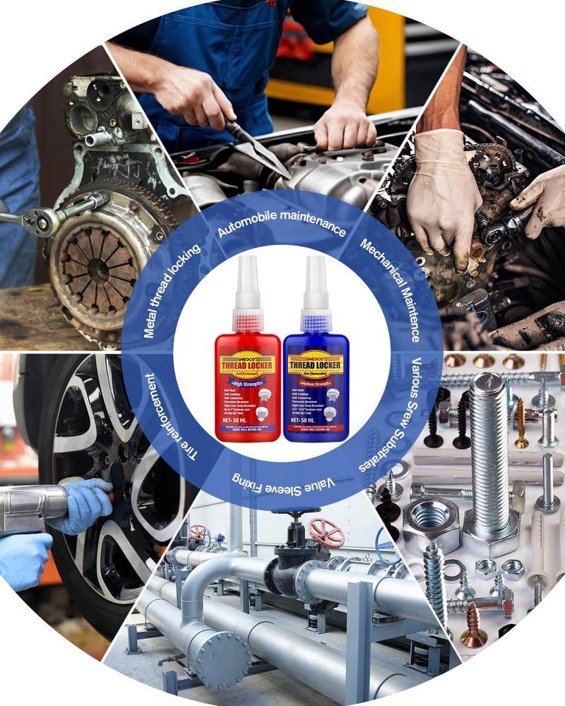 Thread Lock Blue and Red, Threadlocker Medium and Strong Strength, Thread Locker