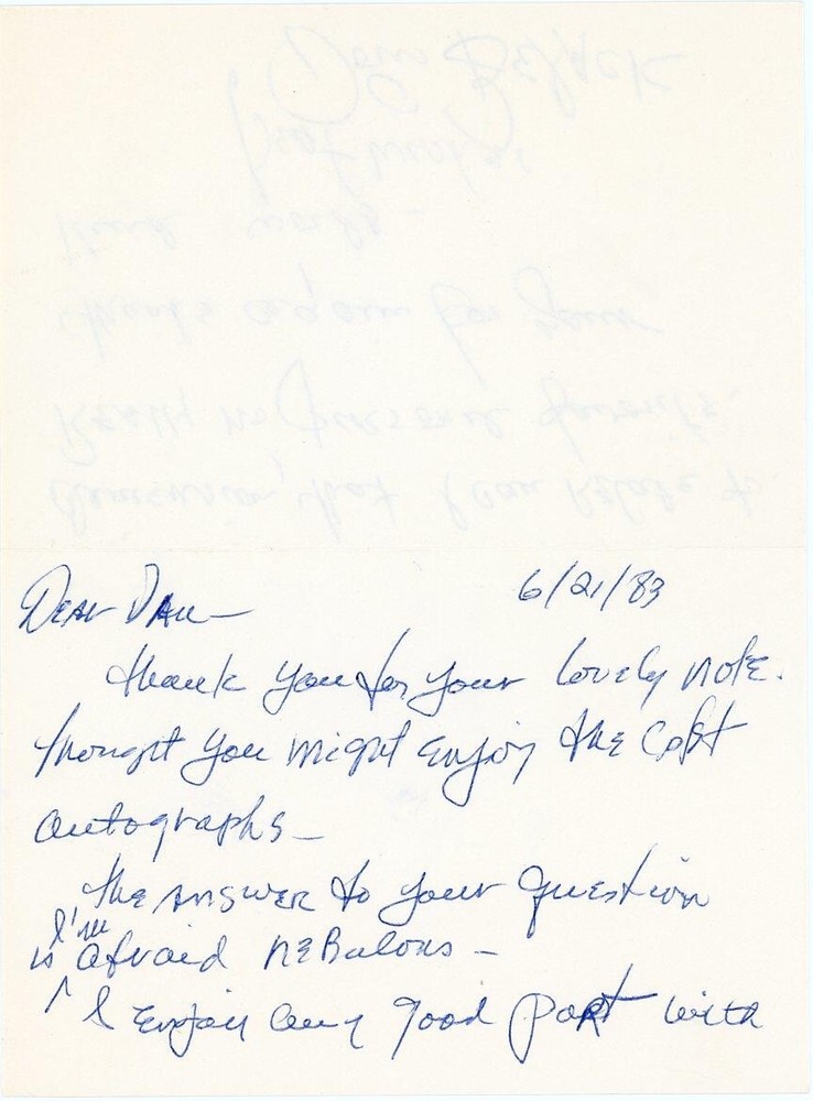 Doris Belack- Signed Handwritten Letter