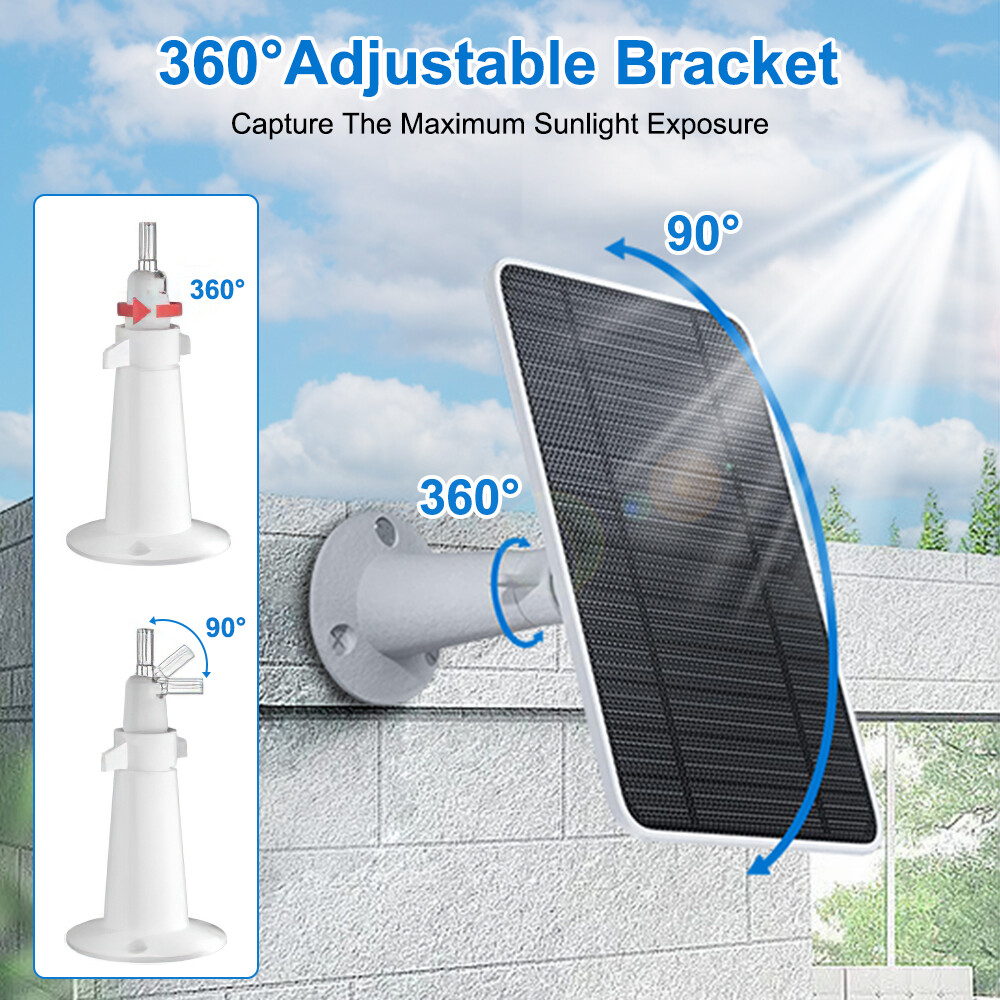 1-4Pcs Solar Panel Charge with USB Power Cable for Eufy Camera Micro USB Type-C
