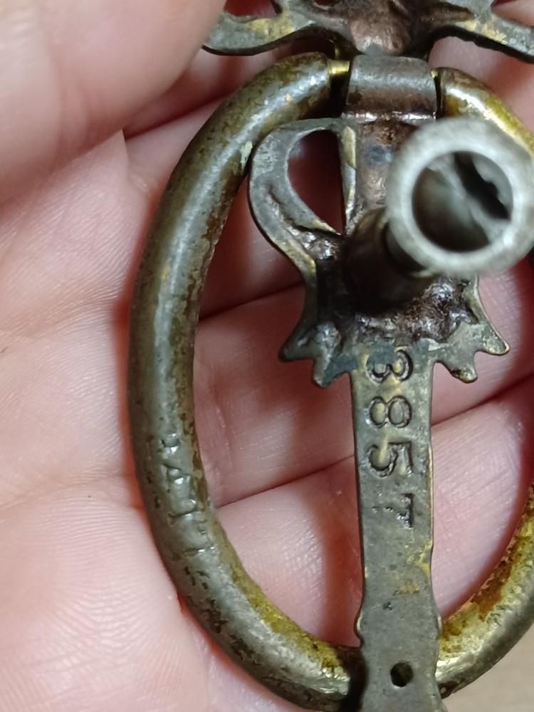 Vintage Brass Drawer Ring Pulls 5 DISTRESSED Two Sizes 3857-3417/3856-3415