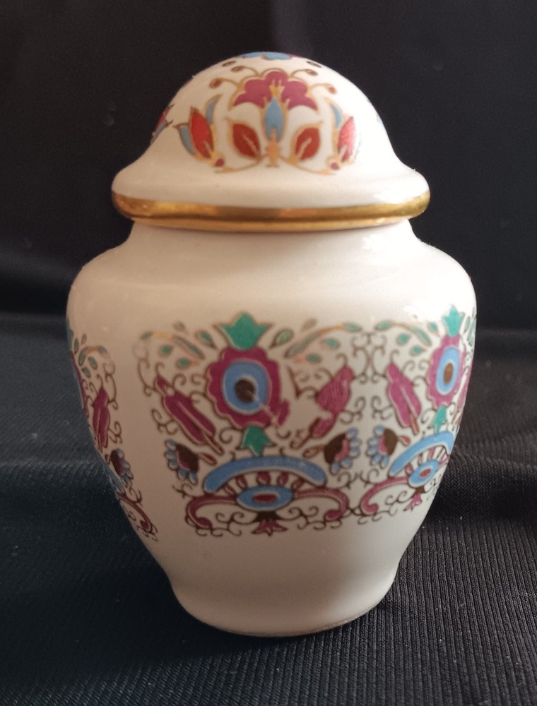 Vintage Greek Lidded Bottle Jar Solid Cream Perfume Pot EMPTY 2 1/4" Tall