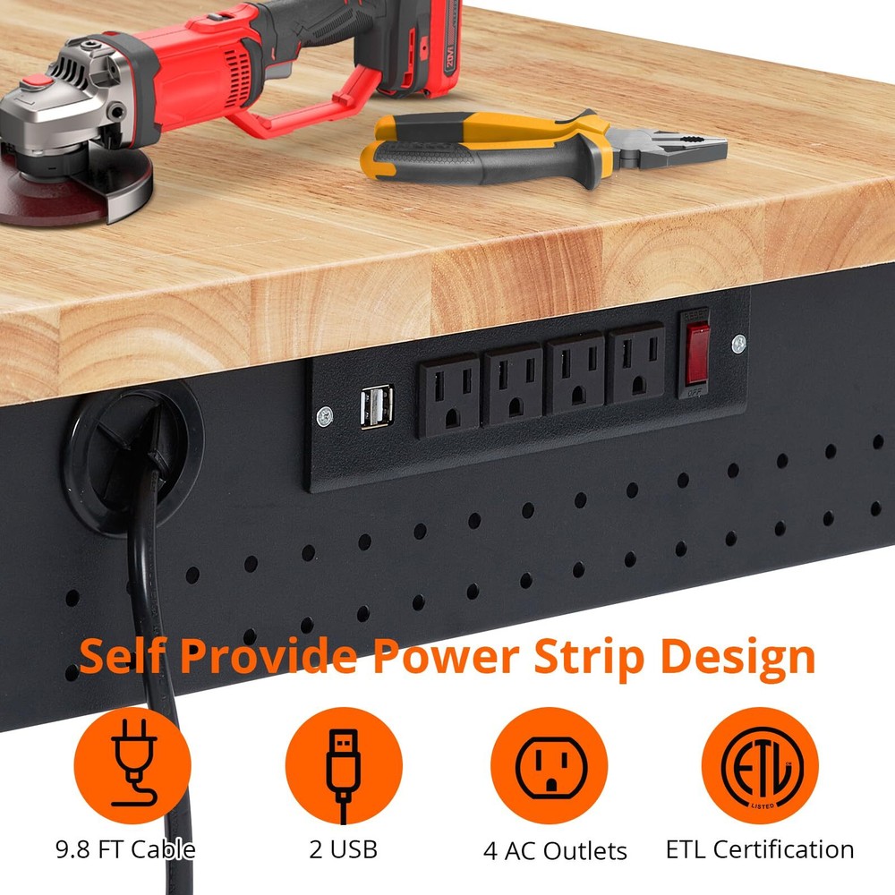 ✅48" Adjustable Workbench for Garage Worktable with Drawer 2000 LBs Load Capacit