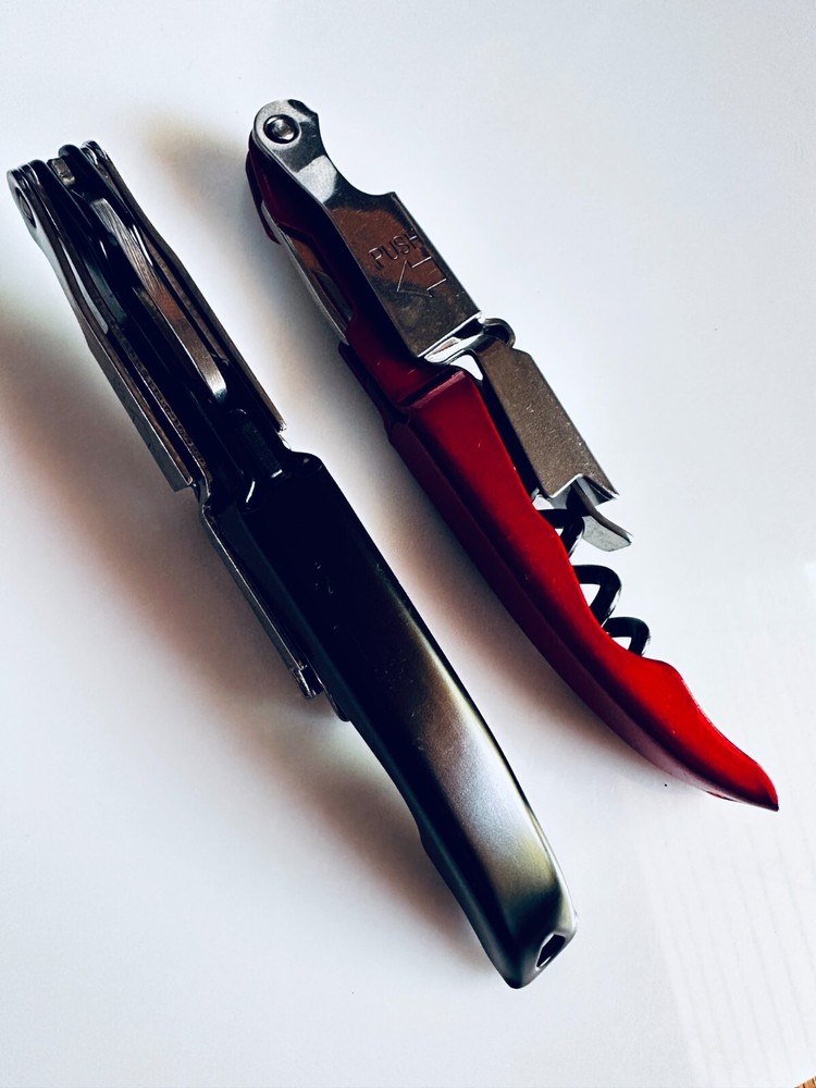 (2) HOUDINI Red Black 2 Step Wine Openers Corkscrews Waiters