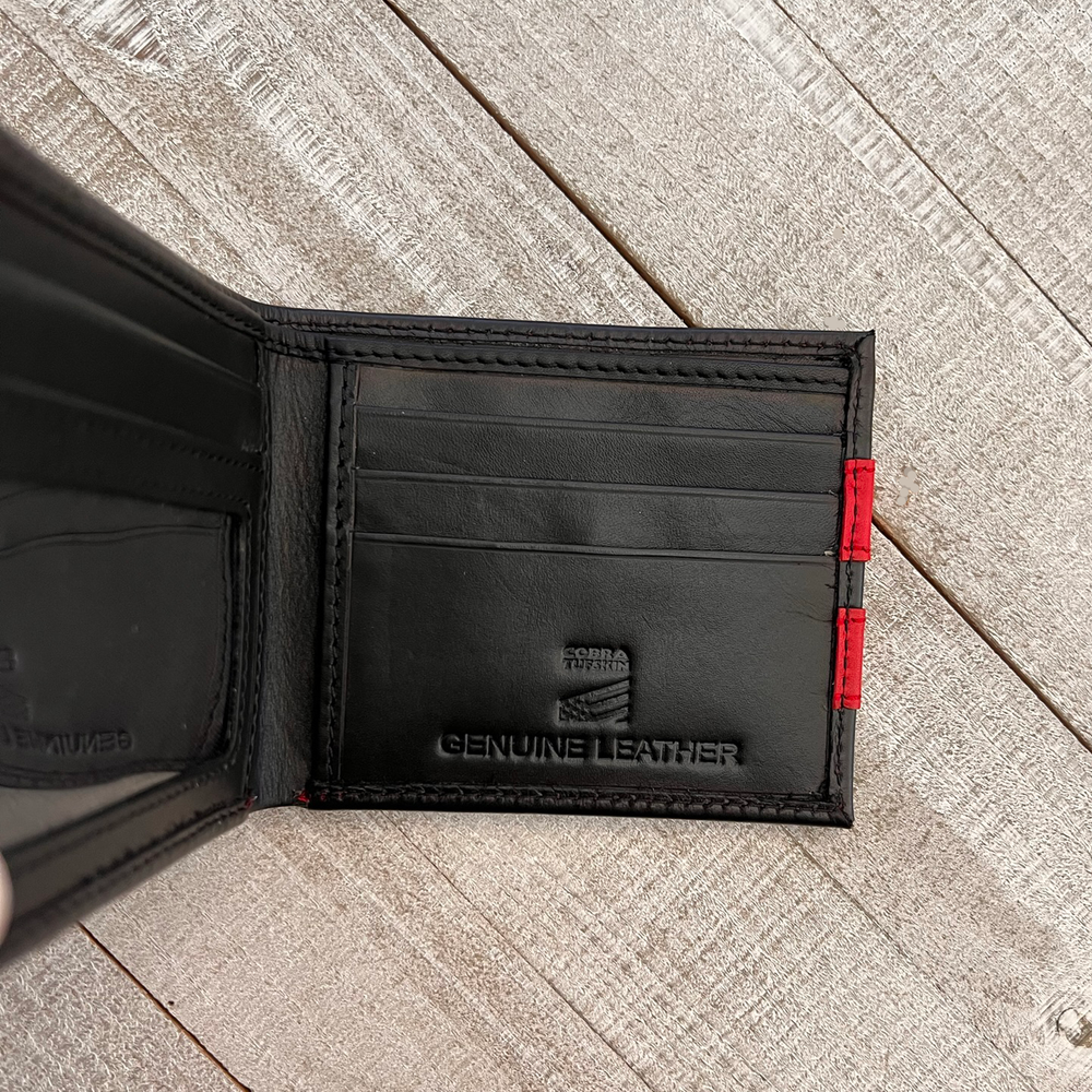 Thin Red Line Fire Fighter Wallet - First Responder Gift Leather Wallet