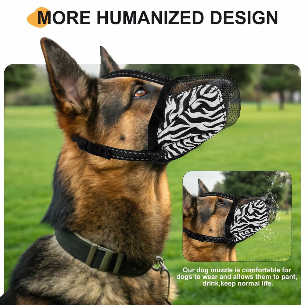 K9meme Dog Muzzle, Soft Air Mesh Muzzle for Large Medium Medium, Tiger Grey