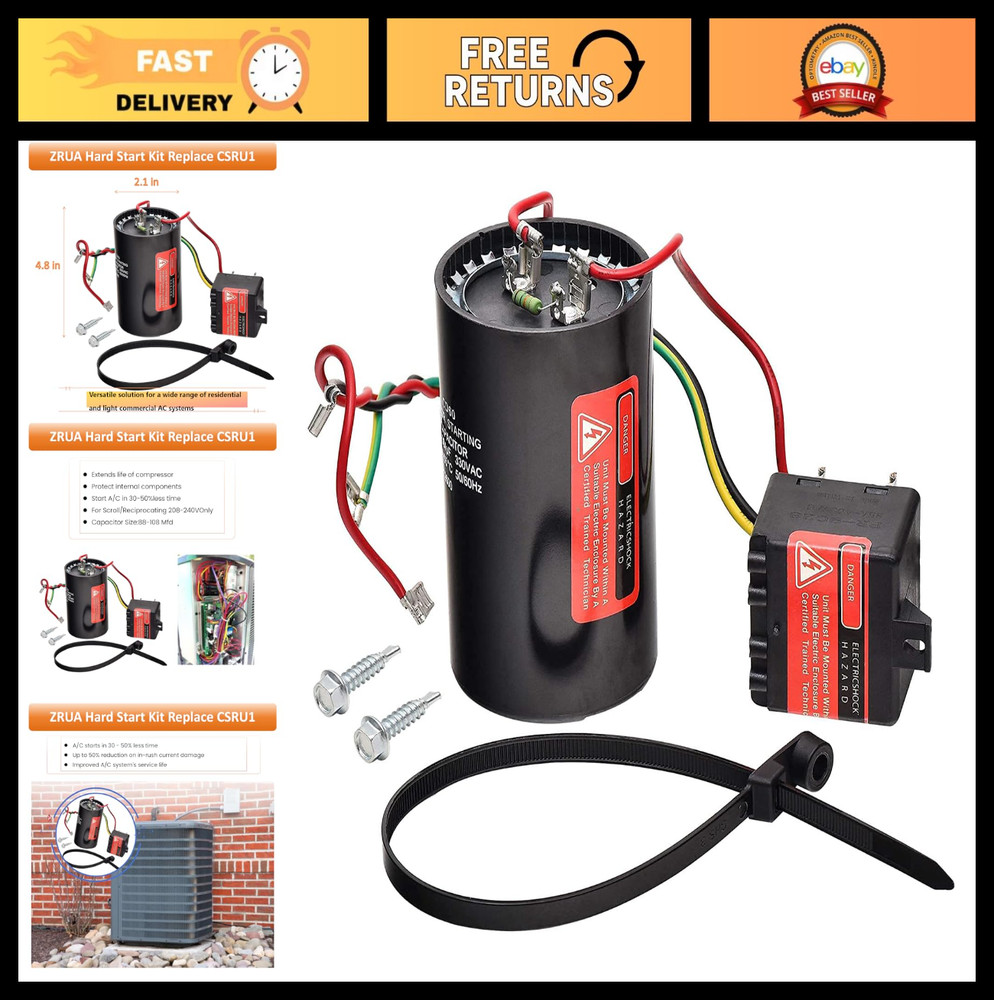 Hard Start Kit for Air Conditioner - Long Term Replace Compressor Saver Capacito