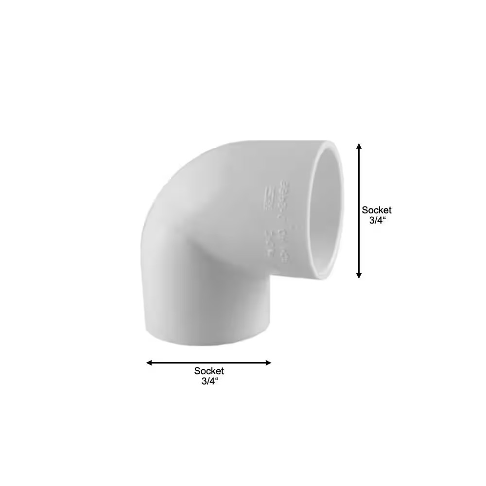 3/4 In. X 3/4 In. 90 Degree PVC Socket X Socket Elbow Fitting 35 -Pack
