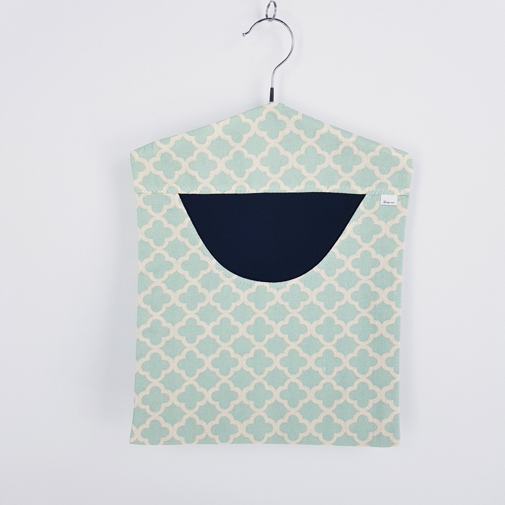 Peg Bag Handmade Green Cream Patterned Lined Laundry Clothes Peg Holder