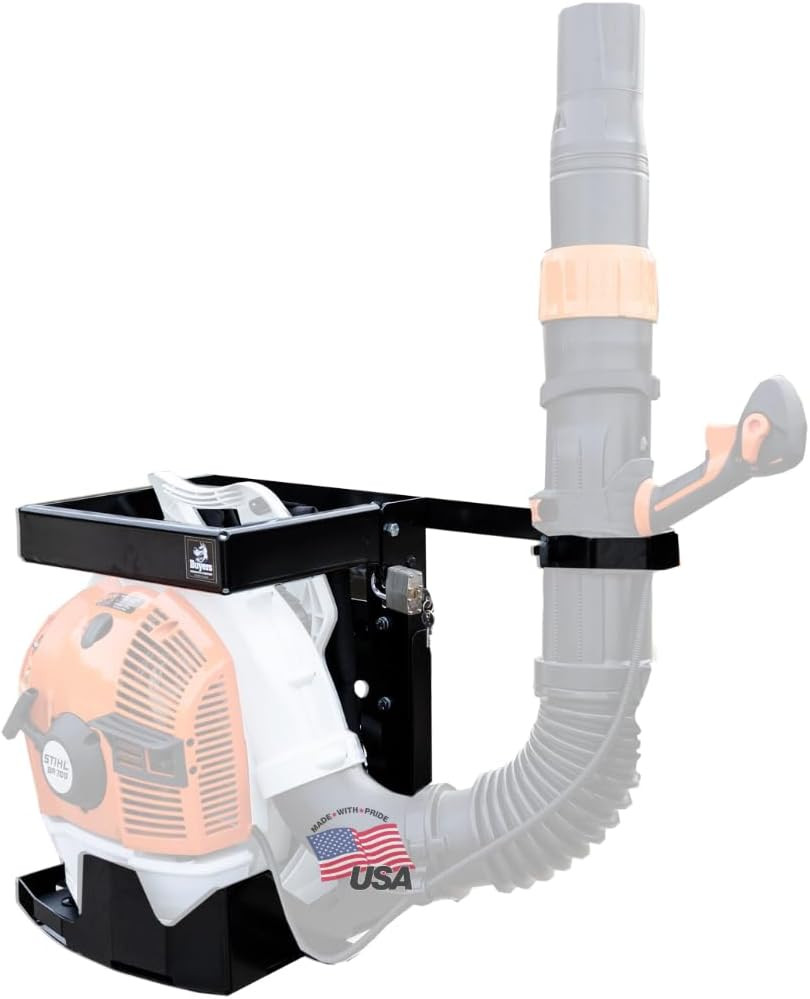 Universal Lockable Backpack Blower Rack for Trailers - Made in USA