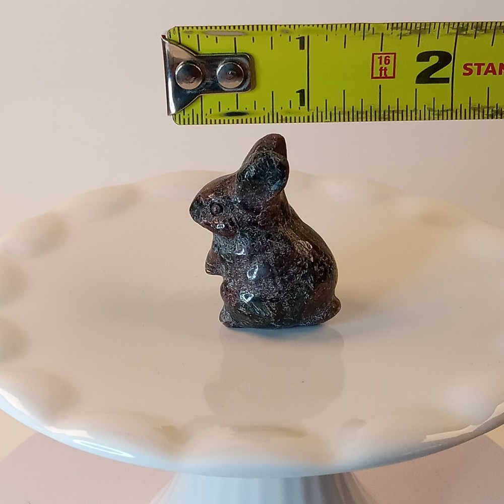 Garnet Crystal Bunny Carving Deep Red Rabbit Figure 28g | E25