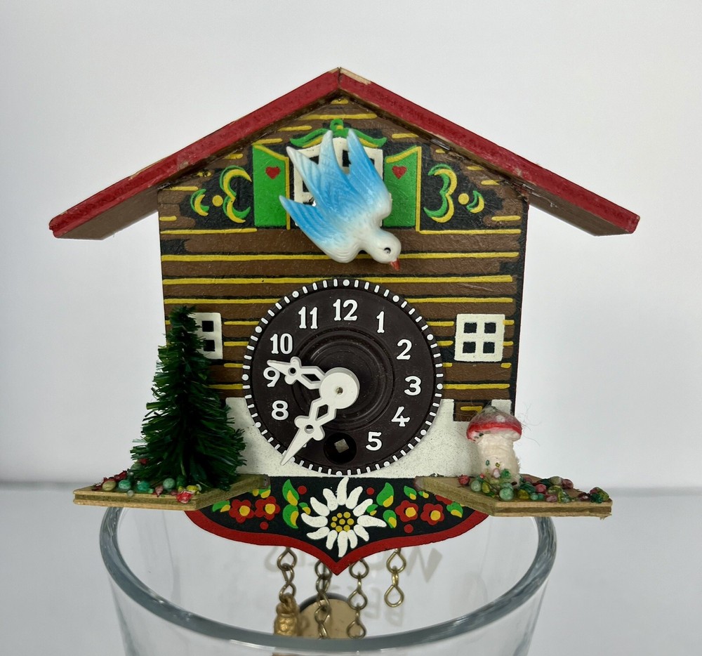 Vintage German Clock with Mushroom and Tree