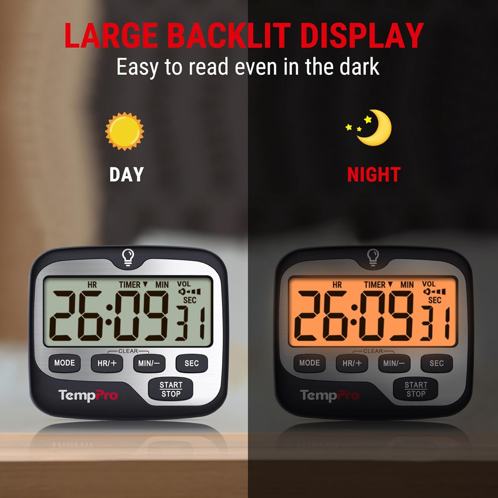 TM01 Kitchen Timers for Cooking with Count up Countdown Timer, Digital Timer for
