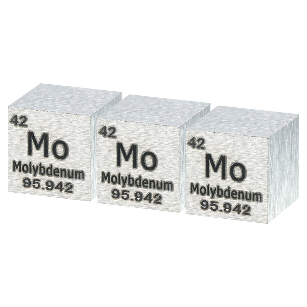 3Pcs Molybdenum Cube, 0.39" High Density Metal Element Cube for Education,Silver