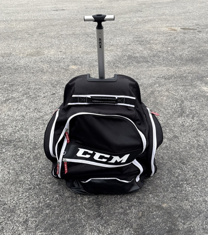 Large CCM 390 Rolling Backpack Hockey Bag Black Wheels/Handles/Pockets