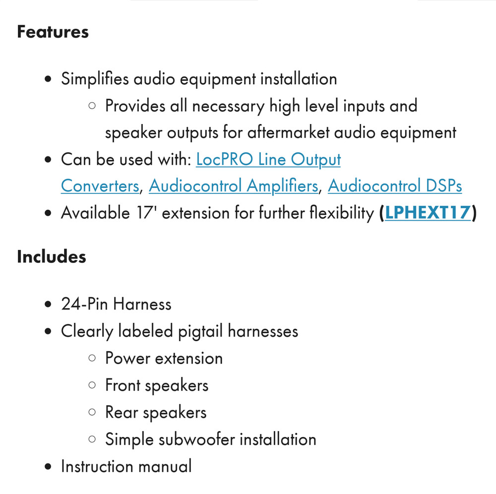 AudioControl LC5i PRO+LPHFD21 Amplifier Integration Solution for 2011-2020 Ford