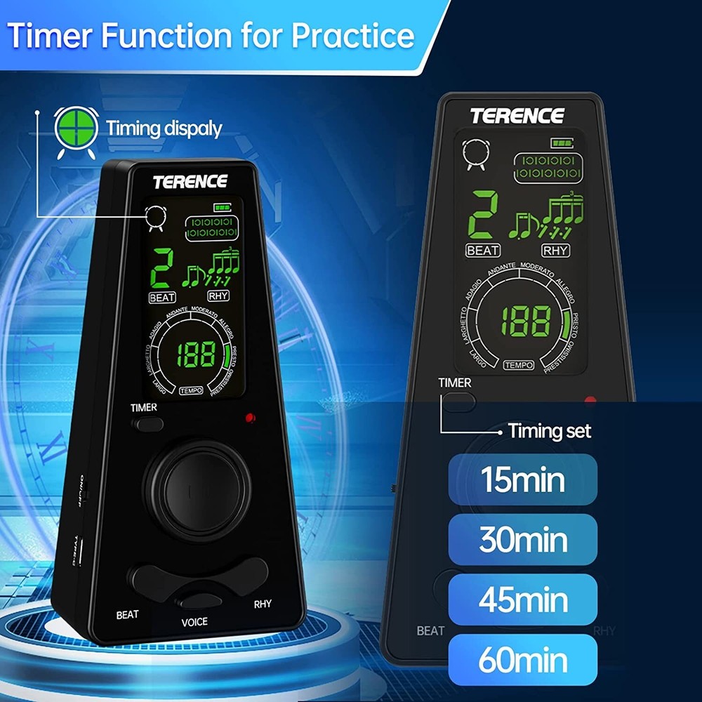 Digital Metronome w Timer Electronic Vocal Metronome Adjustable & Timed NEW