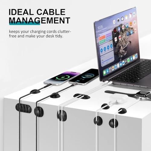 16Pack Black Desk Cable Management,Adjustable Cord Organizer Black-16 Pack