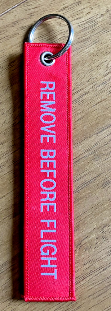SpaceX Falcon Heavy REMOVE BEFORE FLIGHT Red Luggage Tag Zipper Pull Keychain