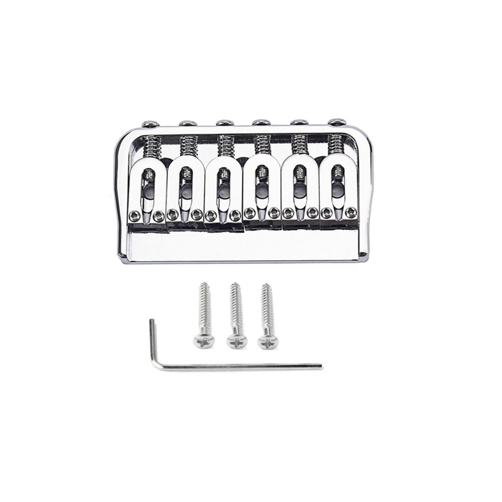 Chrome Fixed Guitar Bridge 52mm 6-String Hardtail Bridge For Electric Guitar