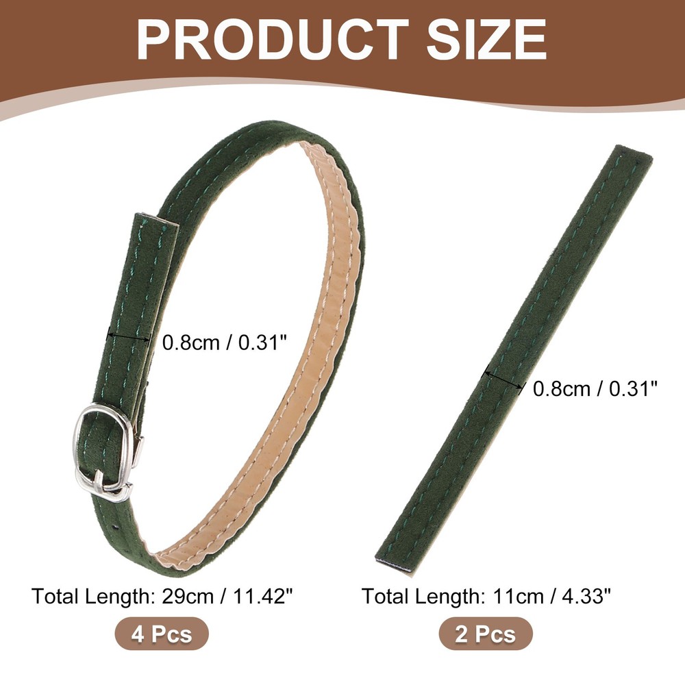 2 Pair Replacement Ankle Strap for Heels Shoe Bands, Suede Dark Green