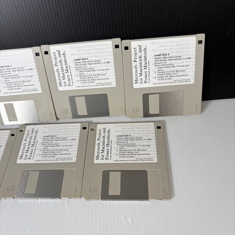 Microsoft Project Software for Macintosh & Power Macintosh 9 3.5" Floppy Disks