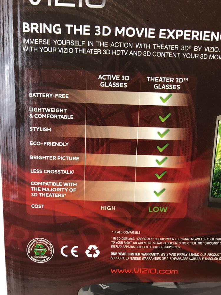 Vizio Theater 3D Glasses 4-pack