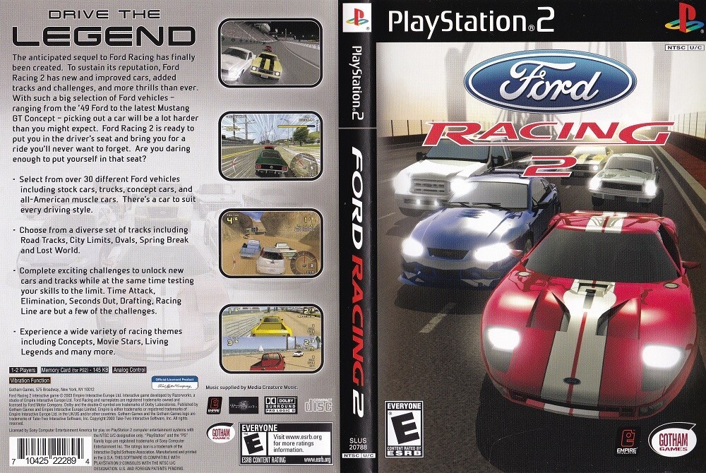 PS2 Replacement Artwork ONLY for FORD RACING 2
