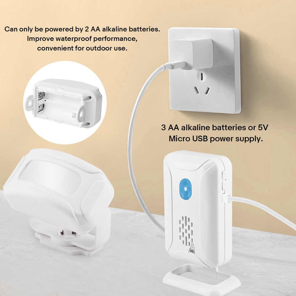 918ft Long Range Driveway Alarms Waterproof Wireless Motion Sensor with 2 Sensor