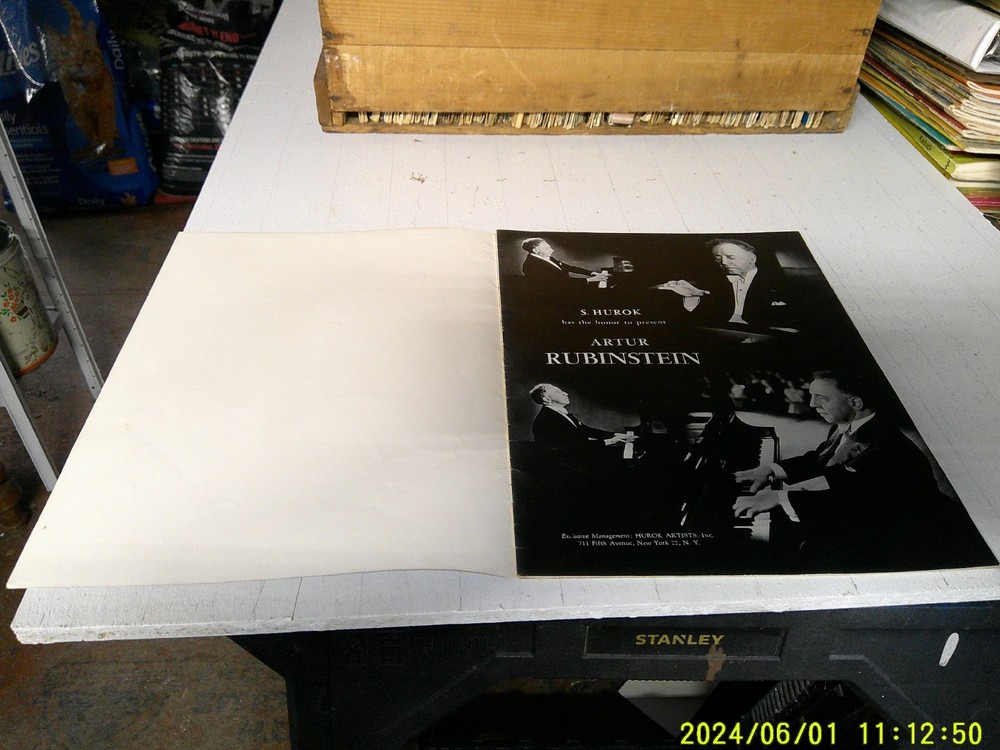 Arthur Rubinstein S Hurok Vintage Program 1950