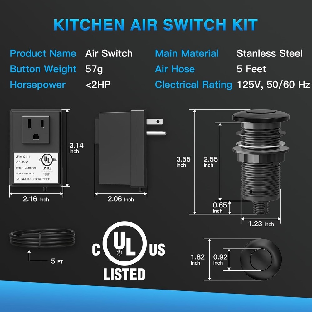Efficient On/Off Air Switch for Garbage Disposal – Quick Response & Easy Install