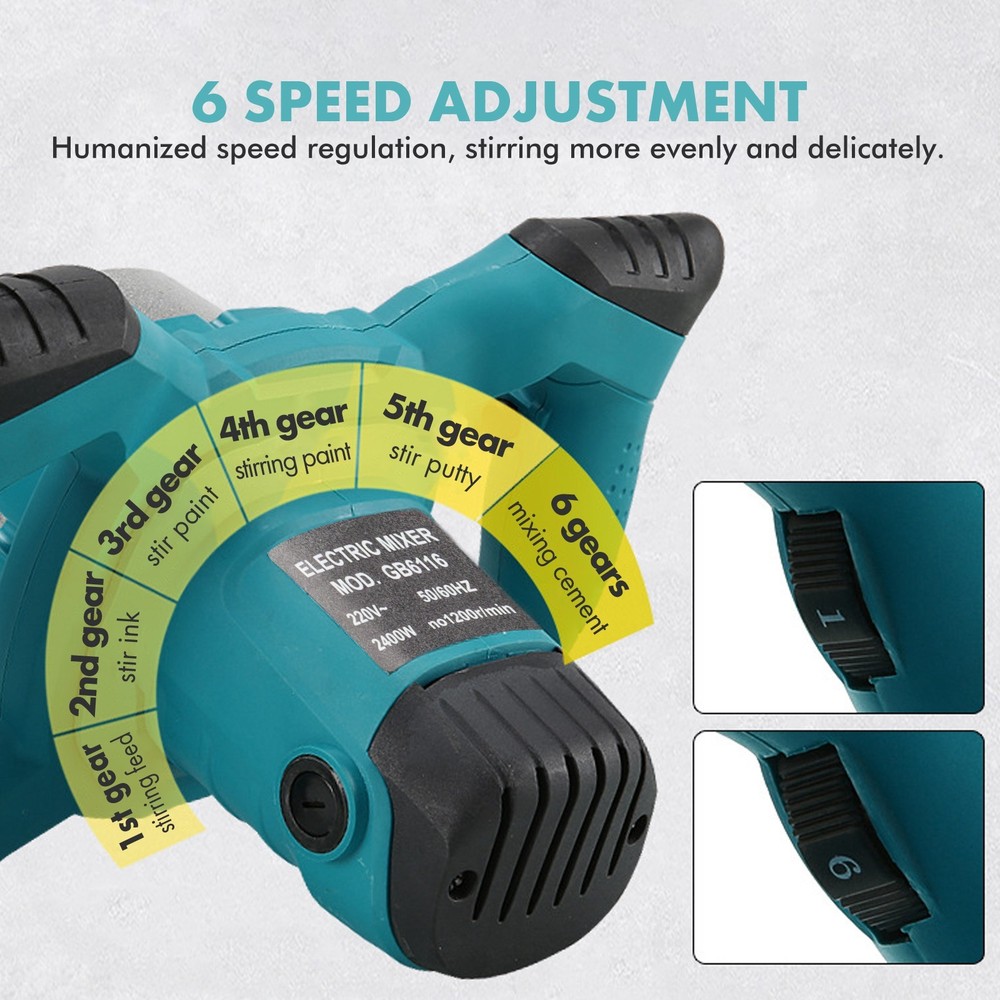2500W Handheld Electric Mixer 6-Speed Adjustable High Efficiency