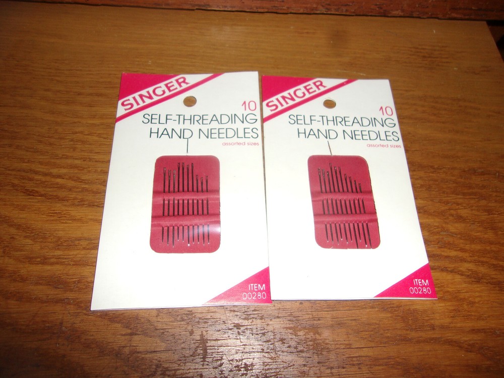 2 PACKAGES Singer 00280 Self Threading Hand Needles 20 NEEDLES TOTAL