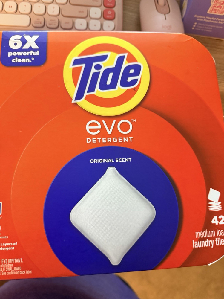Tide Evo Laundry Detergent Tiles 6X Powerful Clean Original Scent 42 Pack