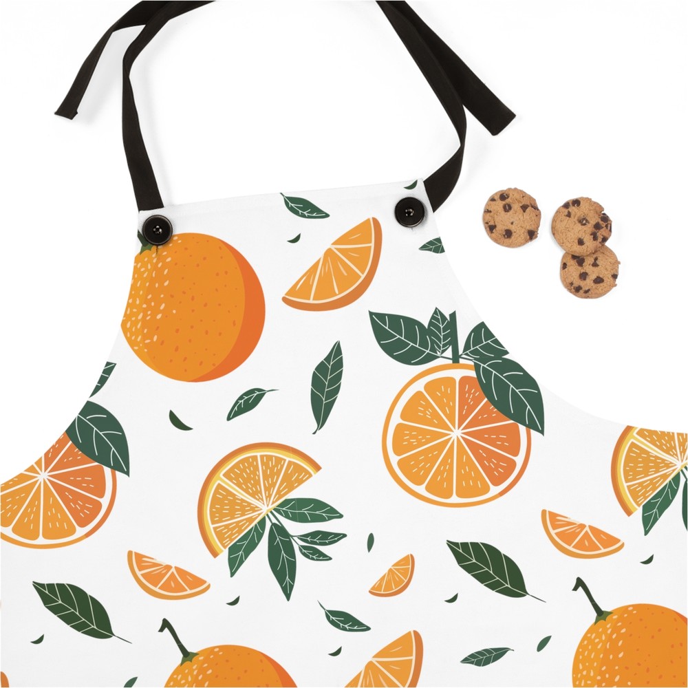 Stylish Poly Twill Apron with Oranges Fruit Design - Durable & Lightweight
