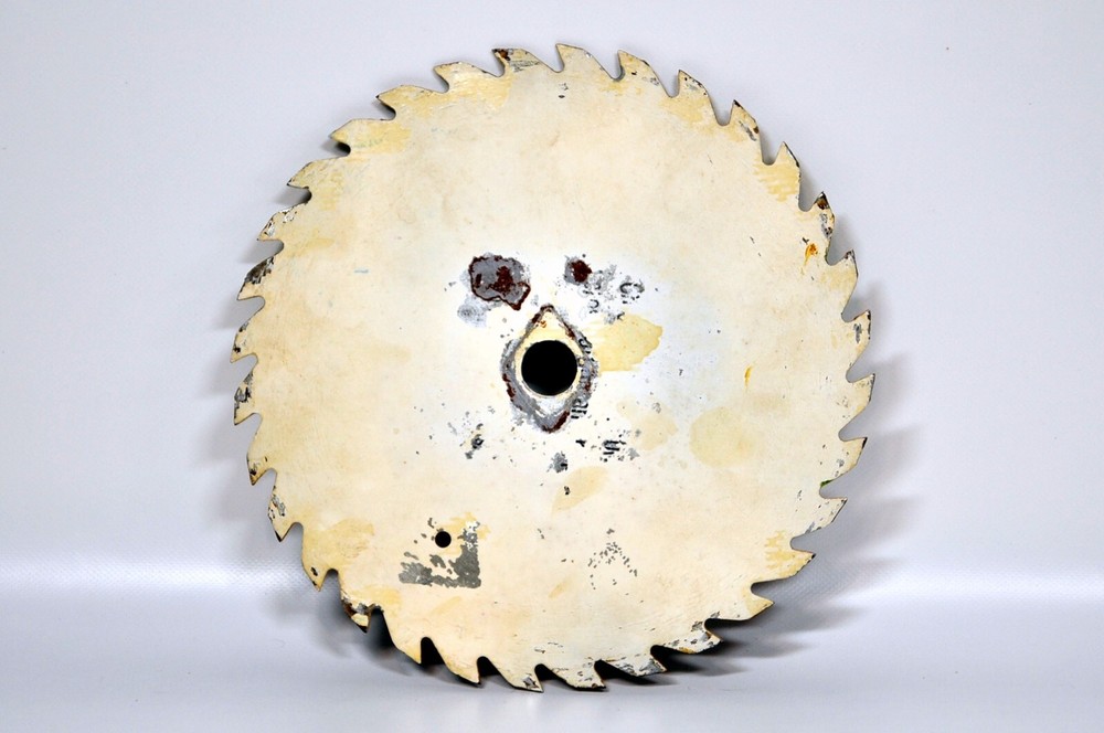 HAND PAINTED 7.25" Circular Saw Blade CLOCK FACE Covered Bridge Scene SIGNED