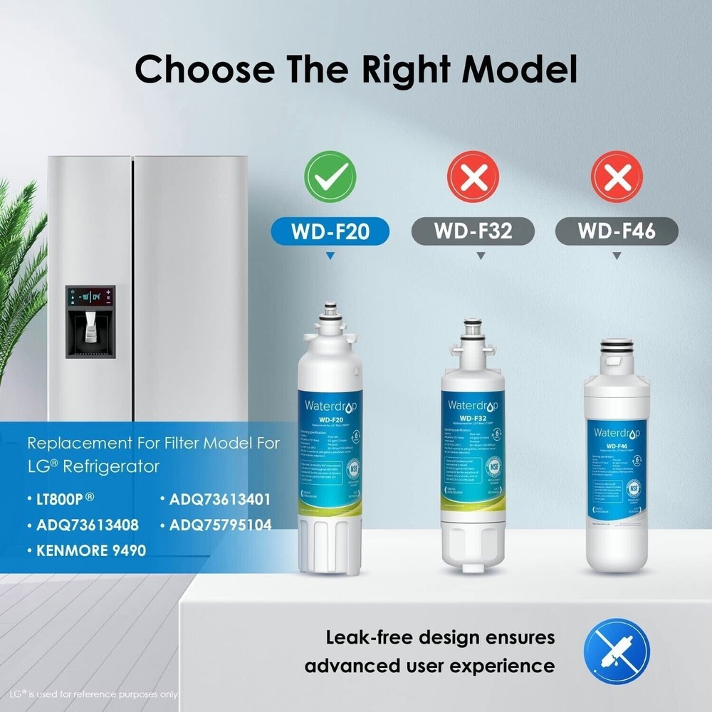 Waterdrop Refrigerator Water Filter, Replacement for LG® LT800P® (6)
