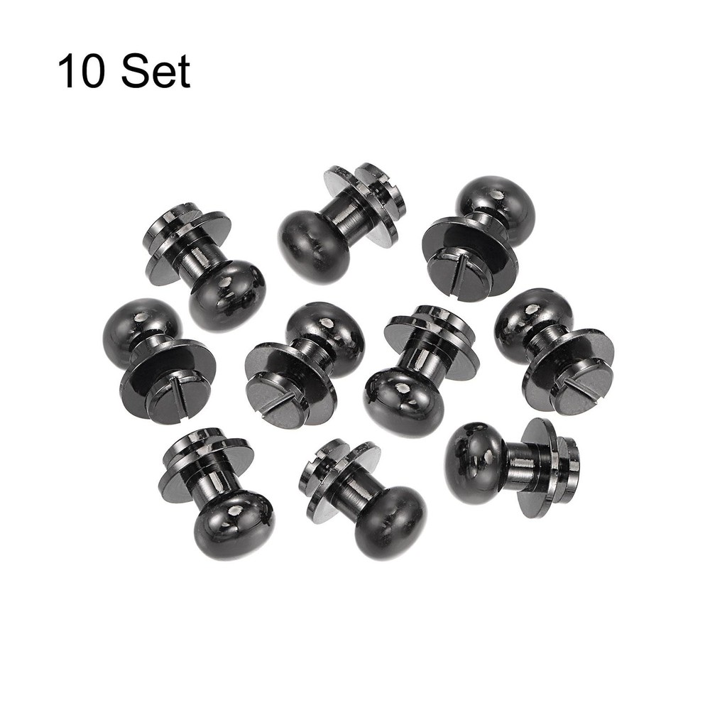 10 Set 10mm Solid Brass Round Head Lock Screw Rivets Pin Fixing, Black