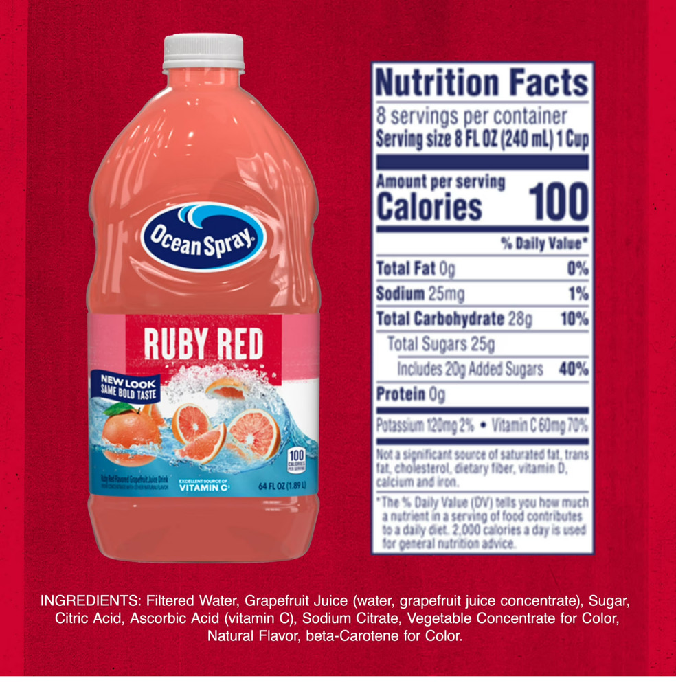 (2 pack) Ocean Spray® Ruby Red Grapefruit Juice, 64 fl oz Bottle, Free Shipping